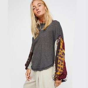 WE THE FREE | FREE PEOPLE Blossom textured/floral ballon sleeve top BOHO